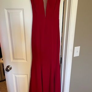 Jovani Red fringe back gown